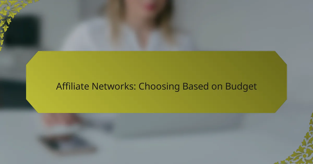 Affiliate Networks: Choosing Based on Budget