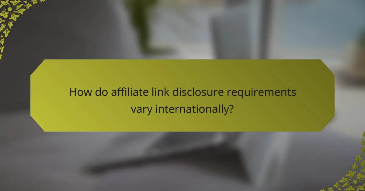 How do affiliate link disclosure requirements vary internationally?