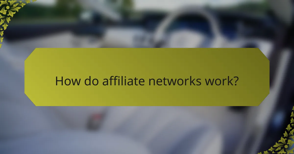 How do affiliate networks work?