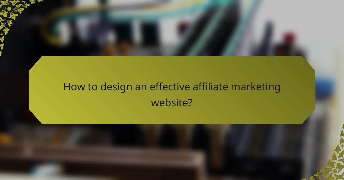 How to design an effective affiliate marketing website?