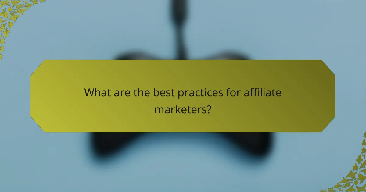 What are the best practices for affiliate marketers?