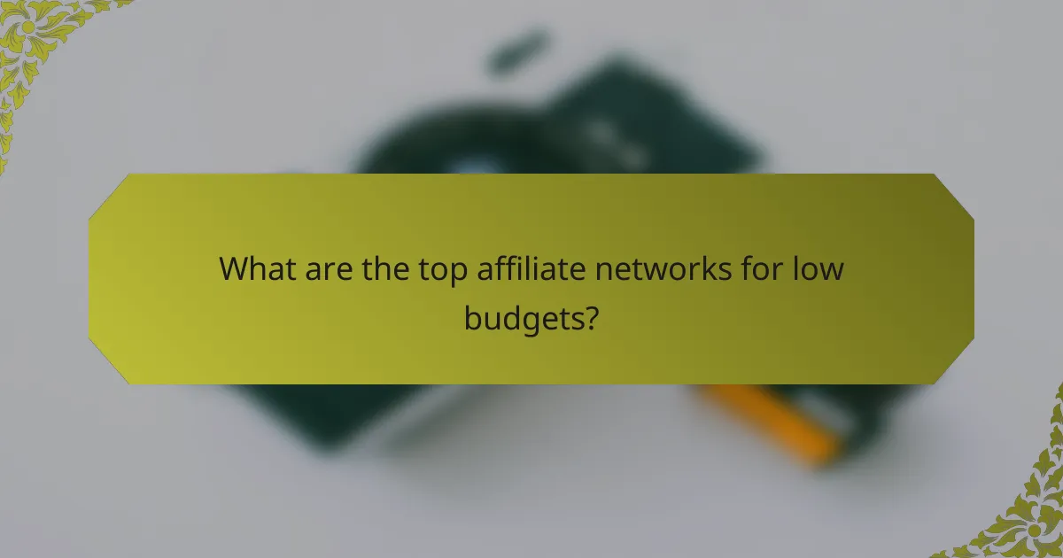 What are the top affiliate networks for low budgets?