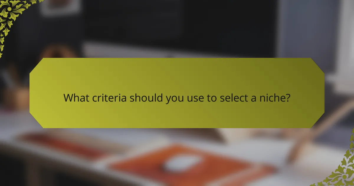 What criteria should you use to select a niche?